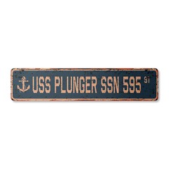USS PLUNGER SSN 595 Vintage Street Sign us navy ship veteran sailor rustic gift