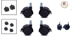 4 Pcs M8 Swivel Stem Casters with Locking Brake – Durable Nylon Furniture Wheels