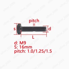 M9 Black 12.9 Steel Hexagon Head Bolts Screws DIN933 Pitch 1.0 / 1.25 / 1.5