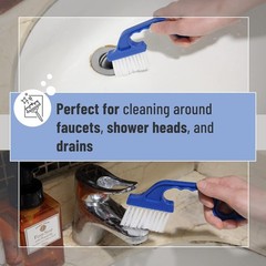 Window Track Cleaning Brush with Ergonomic Hadle and Built-in Scraper, Multipur