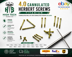 4.0mm HerBèrt Cannulatèd Screws Titanium 16-50mm Set of 56 Pcs + Driver & Bit