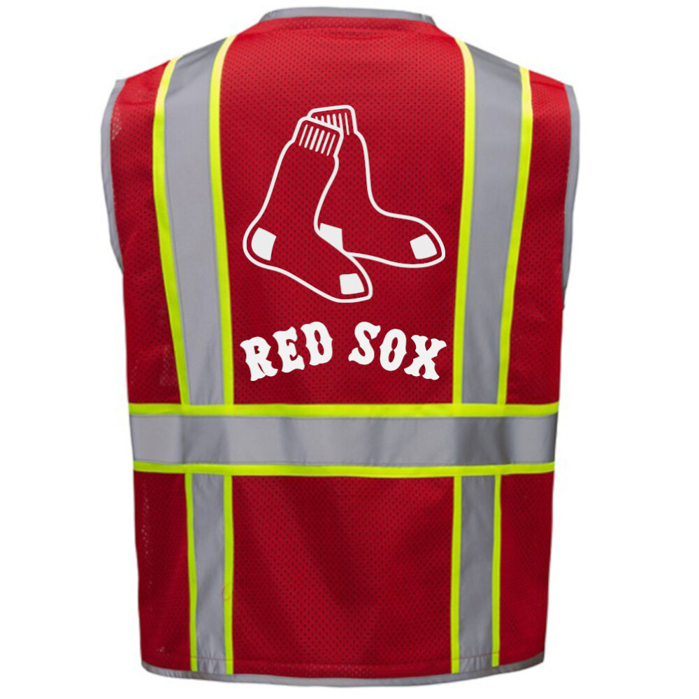 ⚾🦺 BOSTON RED SOX SAFETY WORK PPE VEST W/REFLECTIVE LOGO SIZE L/XL/2X-4XL