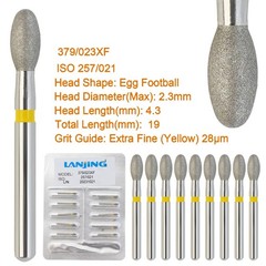 Dental Diamonds Burs 379/023XF Extra Fine Football Egg Bur FG Friction Grip Burr