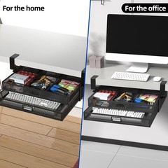 Under Desk Drawer Organizer No Drilling 2 Slide Out Table Black