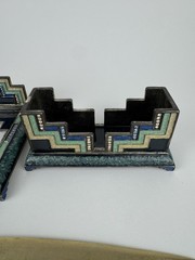 Luxury Hand Painted Desk Set–Post-it Note Holder, Business Card Holder 2 Opener