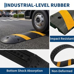 6FT Rubber Speed Bump Driveway Cable Protector Ramp 25000 Lbs with End Caps