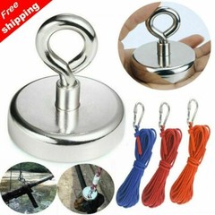Fishing Magnet Neodymium Super Pull Force Hook Retrieving Treasure Hunt +/ Rope