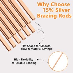 15% Silver Brazing Rods BCuP-5 10 Pcs for HVAC & Industrial Applications