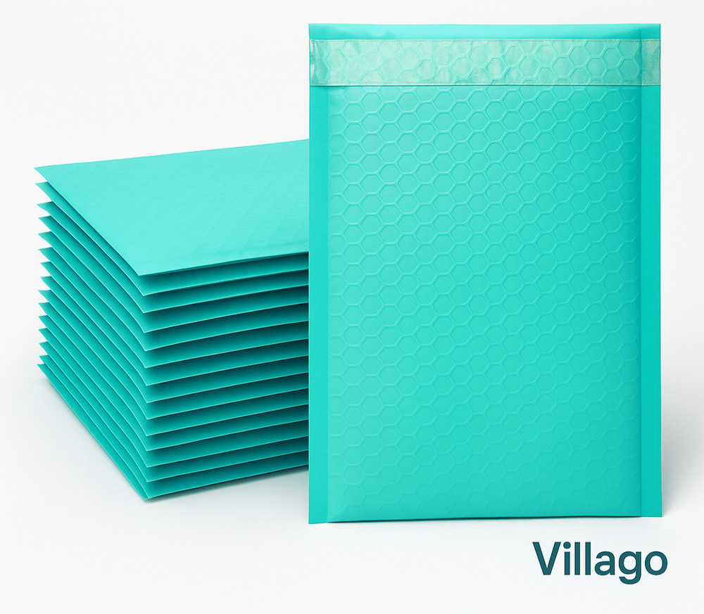 Villago Teal Bubble Mailers 4×8 Self-Seal Padded Envelopes – 50/100/200