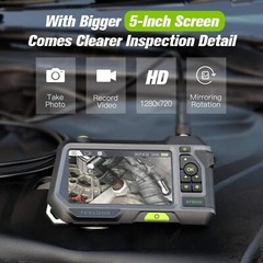 TESLONG NTS500 5” Endoscope Borescope 7.9mm Triple Lens 5M Inspection Camera