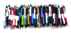 100ct Bulk Lot Misprint Rubber Grip Click Pens MARDI GRAS Hub Pen: MULTI COLOR