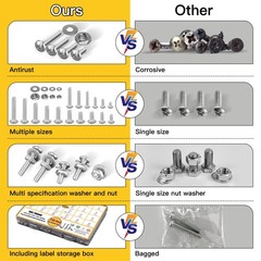 LJINGE 710Pcs Machine Screw Assortment, 4-40#6-32#8-32#10-24 Phillips Pan Hea…
