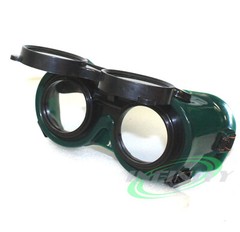 Lots 2 Welding Goggles Dark Green Flip Lenses Vintage
