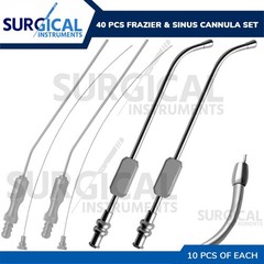 40 Pcs ENT Instrument Set Frazier Suction Tube & Sinus Cannula German Grade
