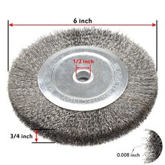 6 Inch Bench Grinder Grinding Wheel & Wire Wheel Brush with 1/2” Arbor, 120 Gri