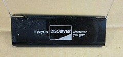 Vintage 1990’s Discover Card Advertising Clear Acrylic Tabletop Menu Card Holder