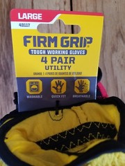 4 Pairs LARGE WORKING GLOVES Firm Grip Utility multi-color NEW washable tough