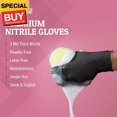 Black Nitrile Disposable Gloves Medium, 50 Count – BBQ, Tattoo, Hair Dye, Cookin