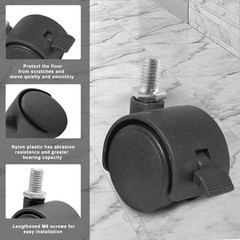 Litoexpe 4Pcs 1 Inch Plastic Caster Wheel, Black M8 x 13mm Swivel Stem