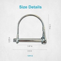 10 Pack, Trailer Coupler Pin and Safety Locking Pin, 2-1/8″x1/4″ (L x W) Heavy D