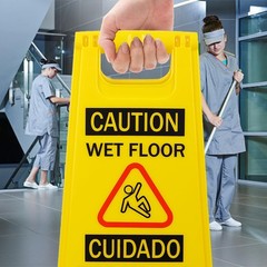 Aoutrow Caution Wet Floor Sign, Bilingual Foldable Safety Sign (17.12in x 8.3…