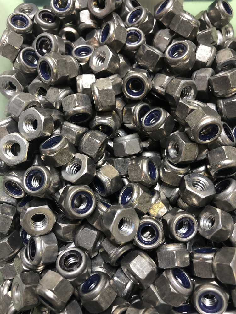 (50ea) 1/4-20 Aluminum Nyloc Lock Nuts, Nylon Insert