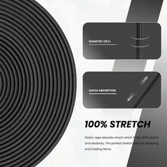 Bungee Cord 1/8in x 50ft Elastic Shock Cord 100% Stretch Elastic Bungee Rope …