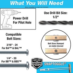 Toggler 24014 1/4″ x 20 Wall Anchors with No Bolts (Box of 100)
