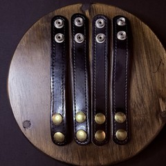 Duty Belt Keeper High Gloss Black Leather Brass Double Snaps 7.25” (Lot of 4)