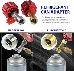 4 PCS R134a Can Tap Kit, Self Sealing & Puncture Can Taps with Tank Adapter Valv
