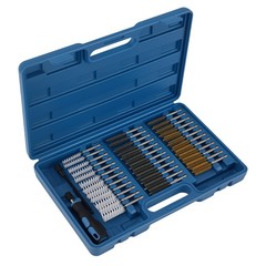 Drill Wire Brush Kit Steel Brass Nylon for Cleaning Terminals 1/4″ Hex 36pc