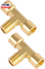 2 Pack 1/4″ NPT Brass Tee Pipe Fitting T Shape Connectors 1/4″ NPT Female X 1/4″