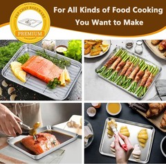 P&P CHEF 9 Inch Baking Sheet Pan with Rack Set, Stainless Steel Cookie Sheet Pan