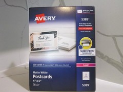 Avery 5389 Laser Postcards, Perforated, 4-Inch x6-Inch , 100/BX, White