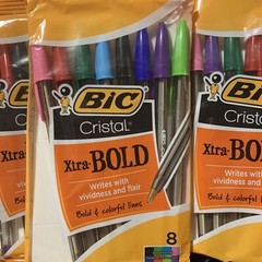 BIC CRISTAL XTRA BOLD PENS 5 SETS OF 8 COLORS (24 PENS) 1.6 MM BALL POINT NEW