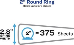 Mini 3 Ring Binder, 5.5″ X 8.5″, 2″ round Rings, 375-Sheet Capacity, 2.8 Inch Wi