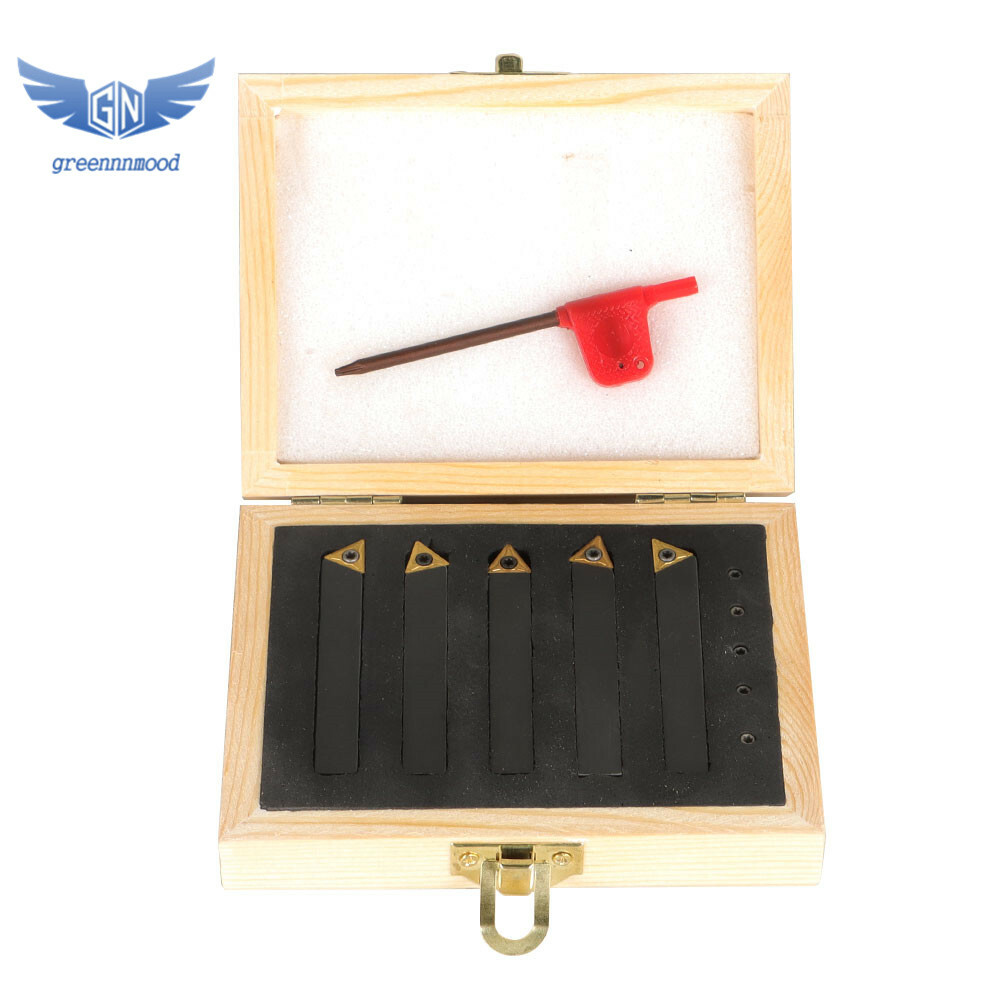 5Pcs 3/8″ Lathe Indexable Carbide Insert + Turning Tooling Bit Holder Set