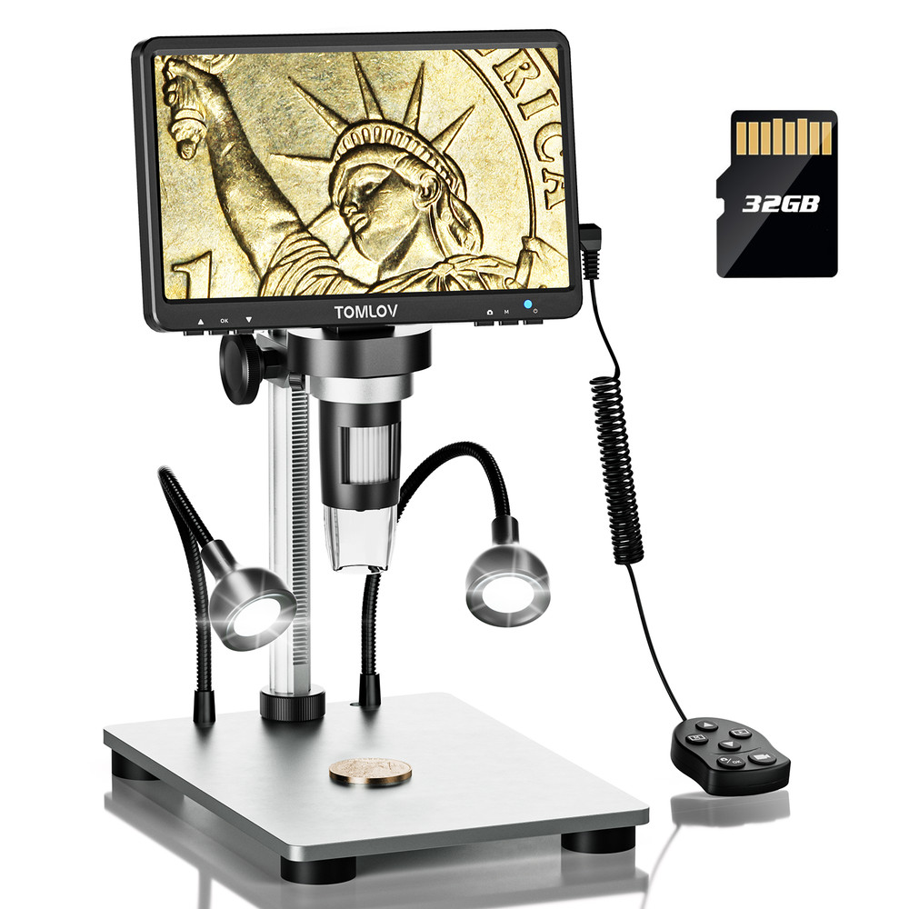 TOMLOV 7″ HD 1080p Digital Microscope 1200X coin loupe jewelry magnifier Camera