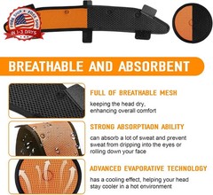 Hard Hat Sweatband and Top Pad for Safety Helmet, Washable Hard Hat Cooling Line
