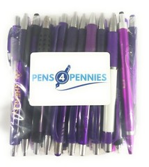 30ct Mixed Lot Misprint Retractable Click Pens: PURPLE/ VIOLET/ LAVENDER/ PLUM