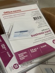 Lot Of 10 Packs., Business Card Size Pockets. Clear And Adhesive. 200ct