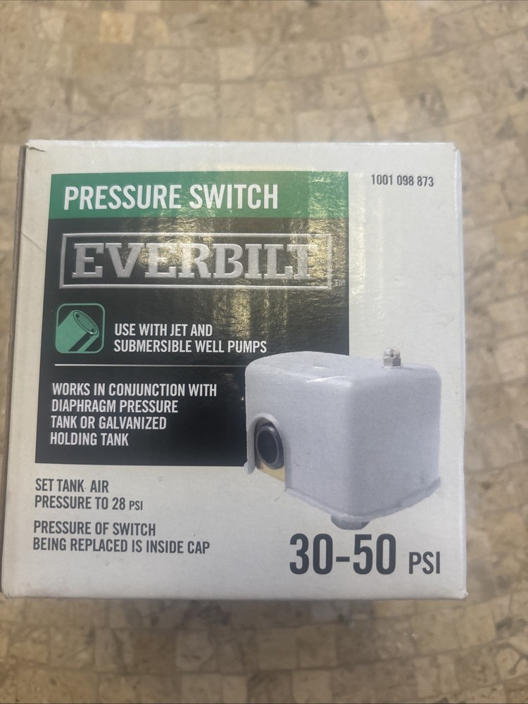 Everbilt 1001098873 Pressure Switch 30-50 PSI NEW