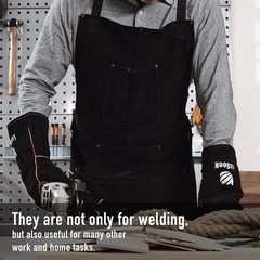 Durable Leather Welding Apron, Adult Unisex, Spark & Flame Resistant, 6 Pockets