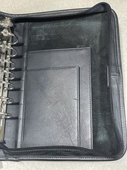 Franklin Covey Classic Zip Binder/ Planner -7 Ring Black Top Grain Leather