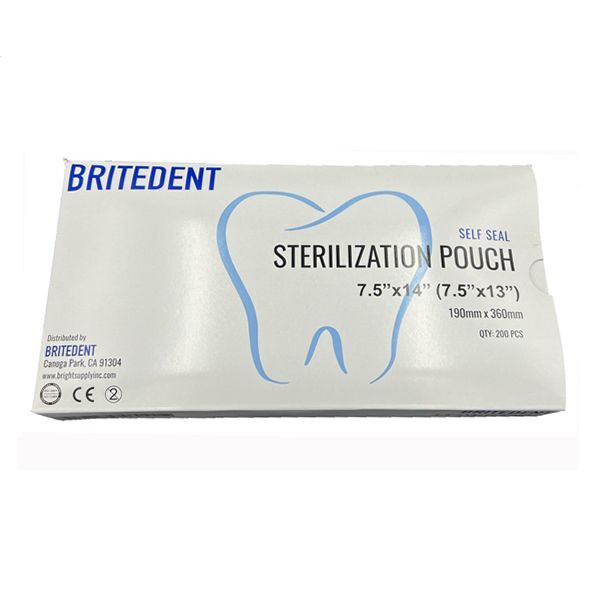 BriteDent 7.5″ x 14″ Self-Sealing Sterilization Pouch, 10 x 200/Box