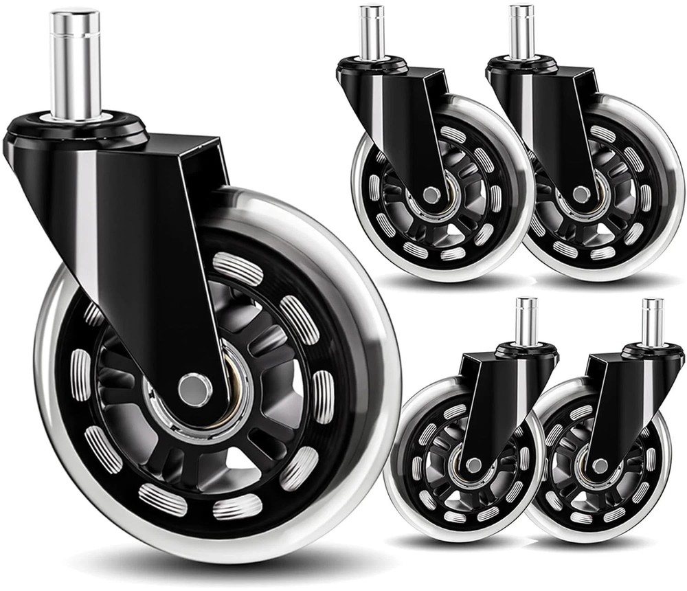 Office Chair Wheels 3″ Inch Roller Blade Rubber Chair Casters Replacement Heavy