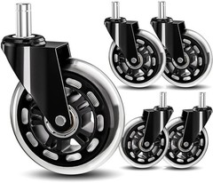 Office Chair Wheels 3″ Inch Roller Blade Rubber Chair Casters Replacement Heavy