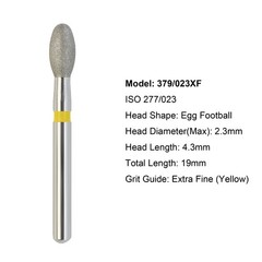 Dental Diamond Burs Football Egg FG 379/023XF Extra Fine Grit High Speed Burr
