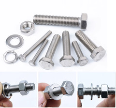 Nut Bolt & Washers (Fully Threaded Set Screw) DIN933 A2 STAINLESS M3 M4 M5 M6 M8