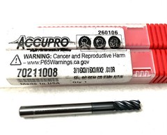 Accupro 70211008 3/16″ 5FL Corner Radius End Mill .015R Solid Carbide AlTiN NEW